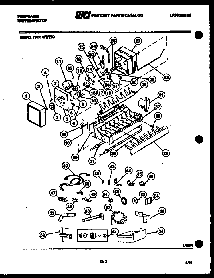 ICE MAKER AND INSTALLATION PARTS Diagram and Parts List for FPD14TIFA0  Frigidaire Refrigerator