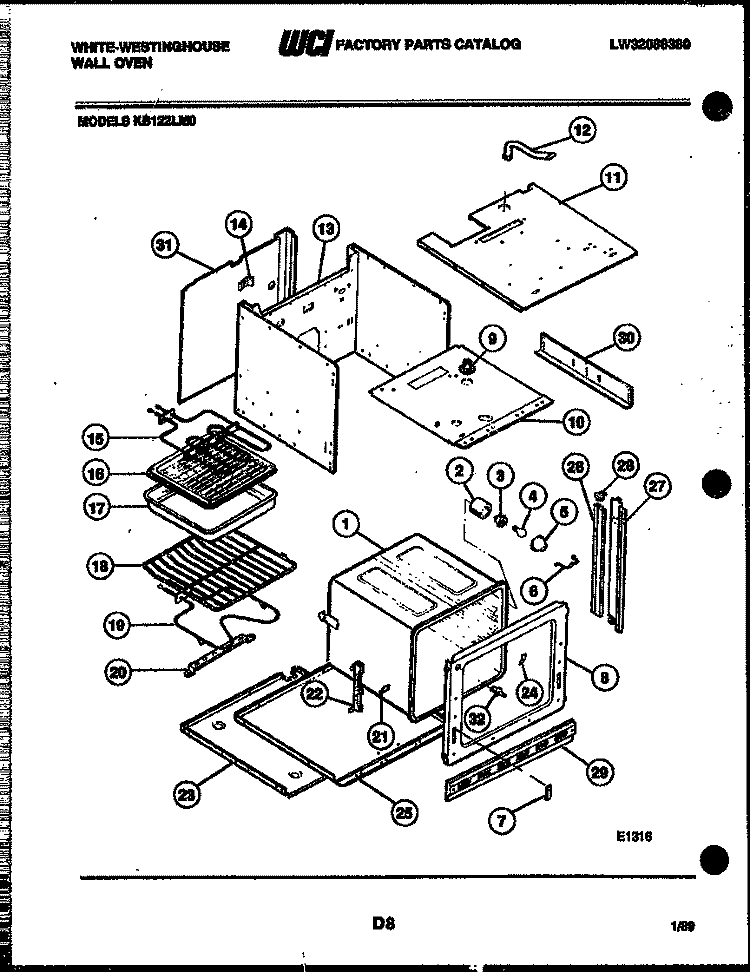 BODY PARTS Diagram and Parts List for KB122LMO  Frigidaire Wall Oven