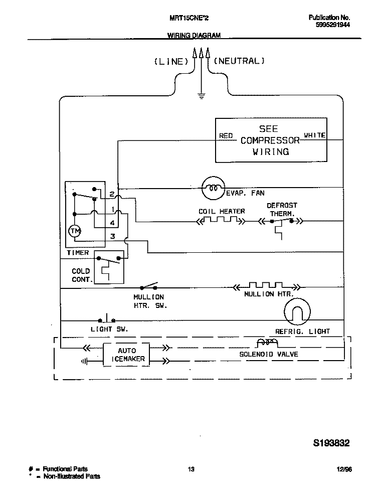 WIRING DIAGRAM Diagram and Parts List for MRT15CNEW2  Frigidaire Refrigerator