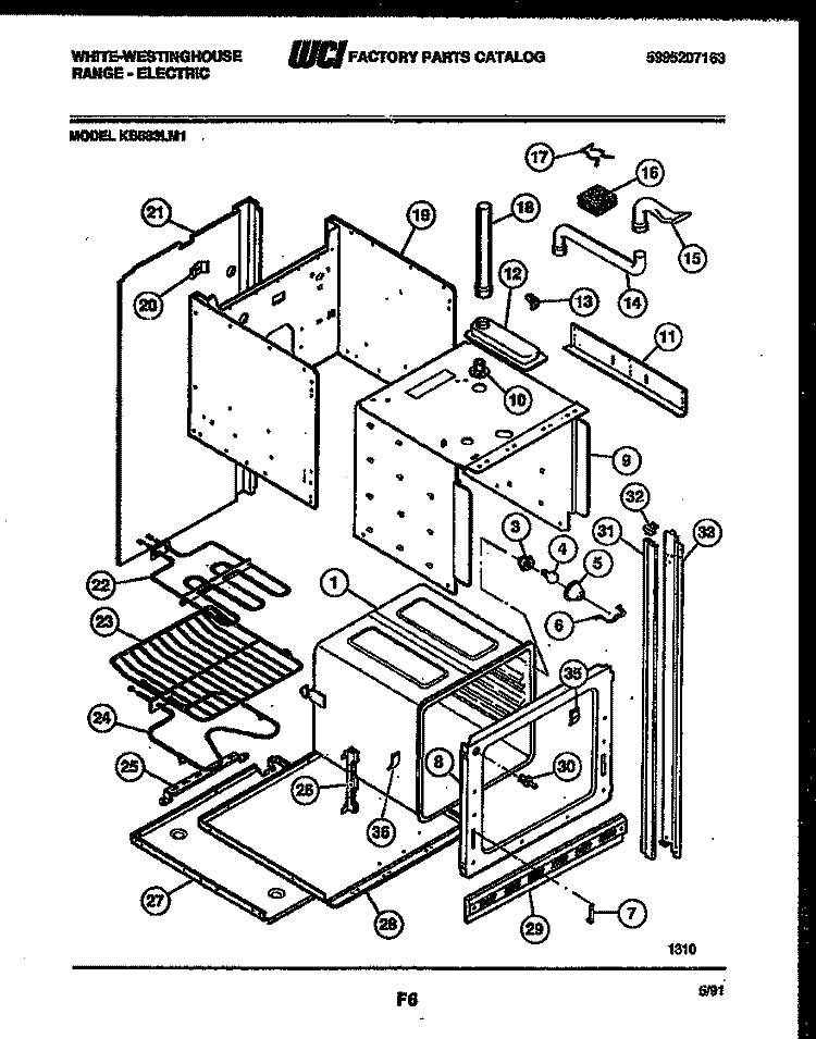 BODY PARTS Diagram and Parts List for KB883LM1  Frigidaire Wall Oven