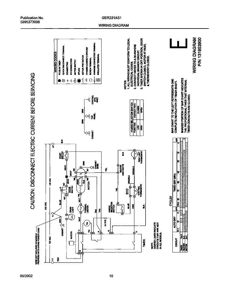 131953900 WIRING DIAGRAM Diagram and Parts List for GER221AS1  Gibson Dryer