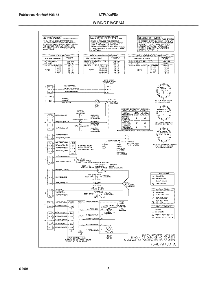 WIRING DIAGRAM Diagram and Parts List for LTF8000FE0  Frigidaire Washer
