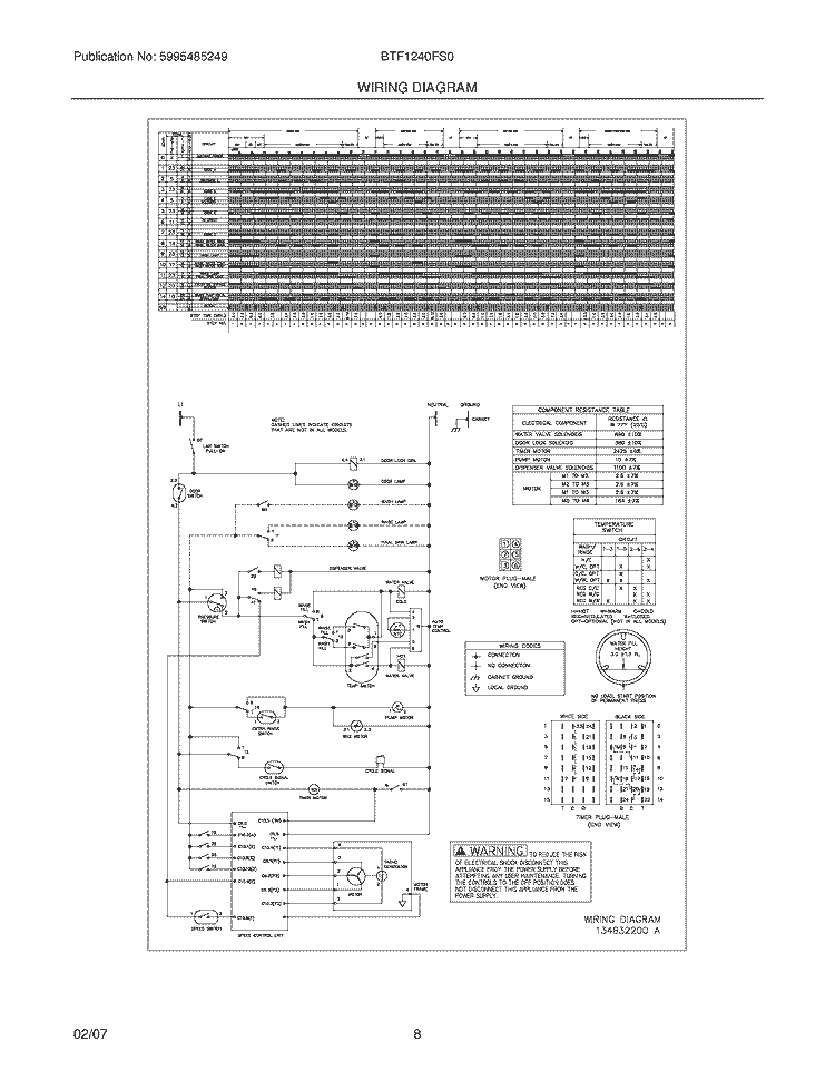 WIRING DIAGRAM Diagram and Parts List for BTF1240FS0  Crosley Washer