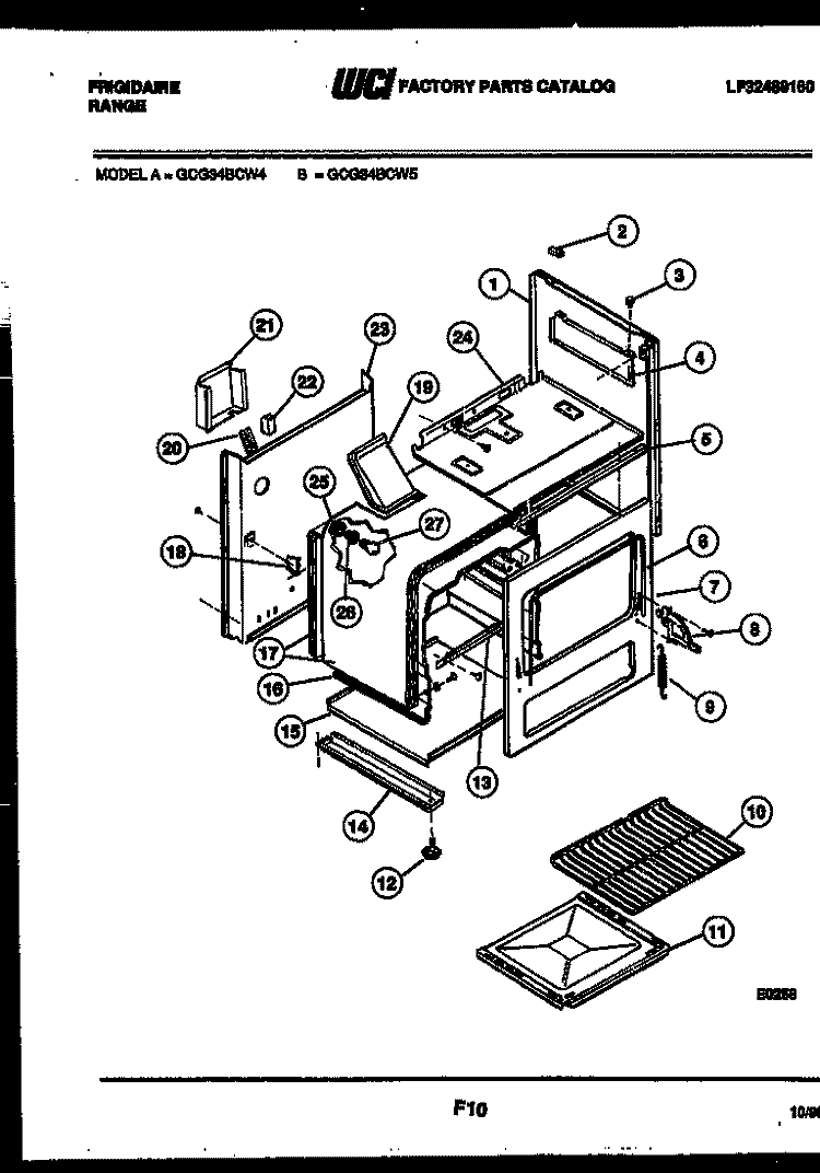 BODY PARTS Diagram and Parts List for GCG34BCW5  Frigidaire Range