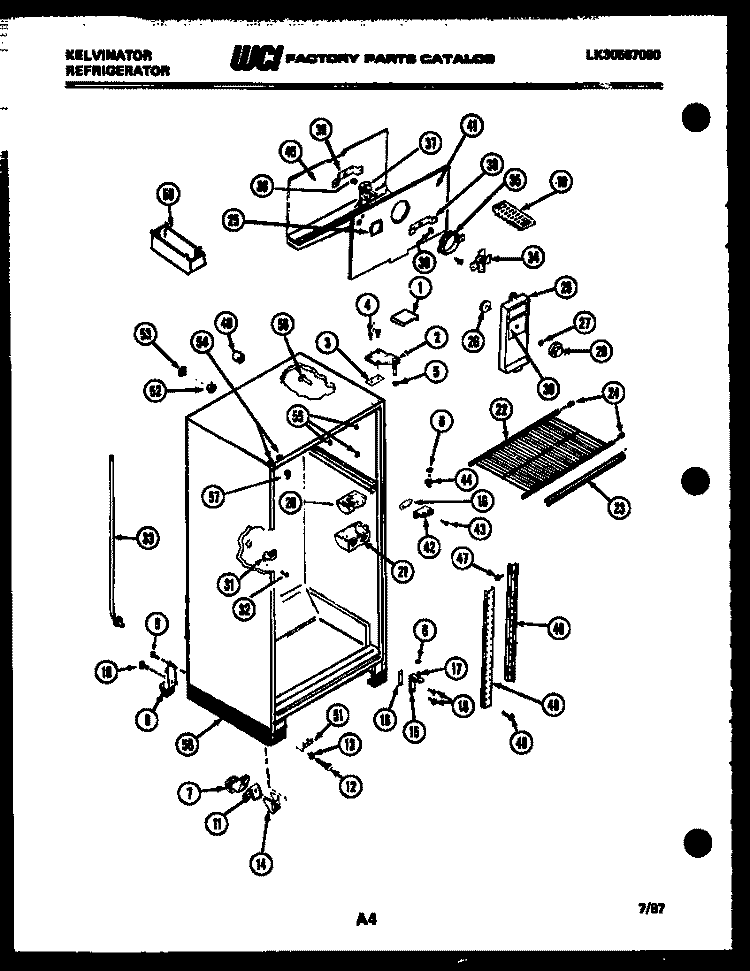 CABINET PARTS Diagram and Parts List for TMK160AN6W  Kelvinator Refrigerator