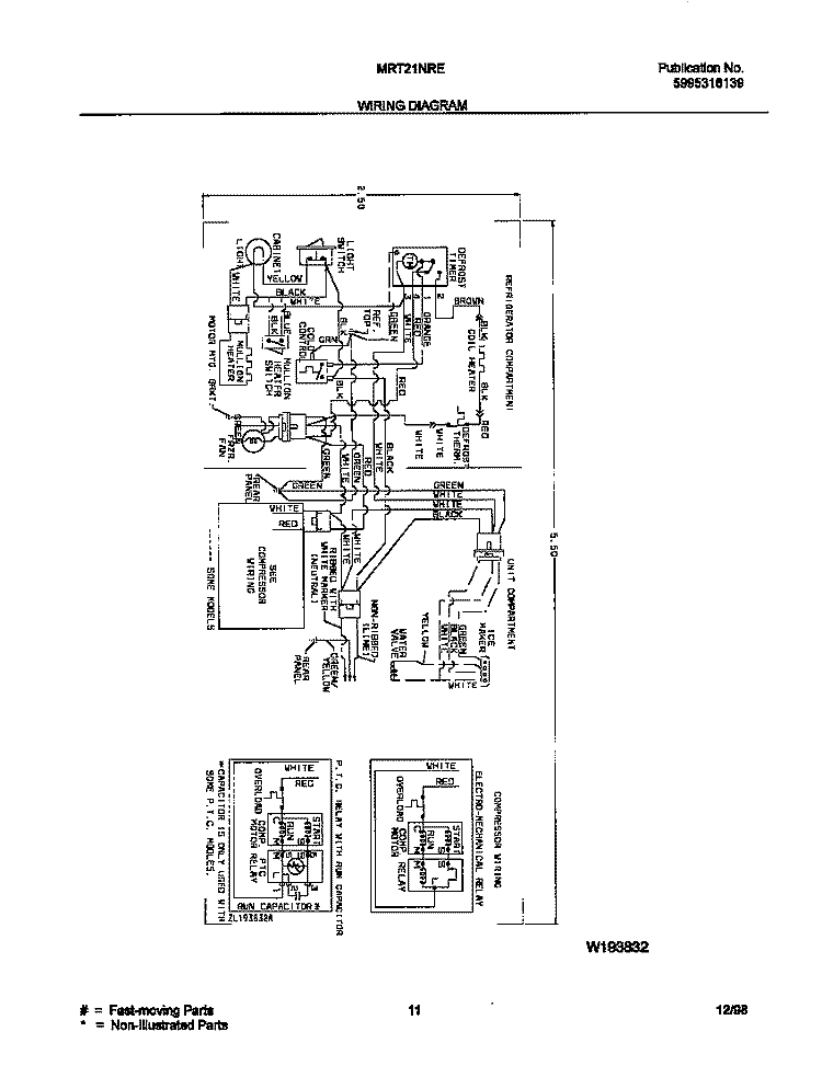 WIRING DIAGRAM Diagram and Parts List for MRT21NRED3  Frigidaire Refrigerator