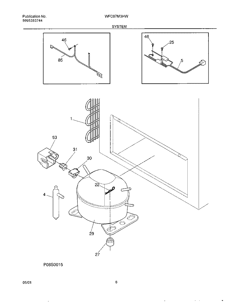 SYSTEM Diagram and Parts List for WFC07M3HW1  Westinghouse Freezer