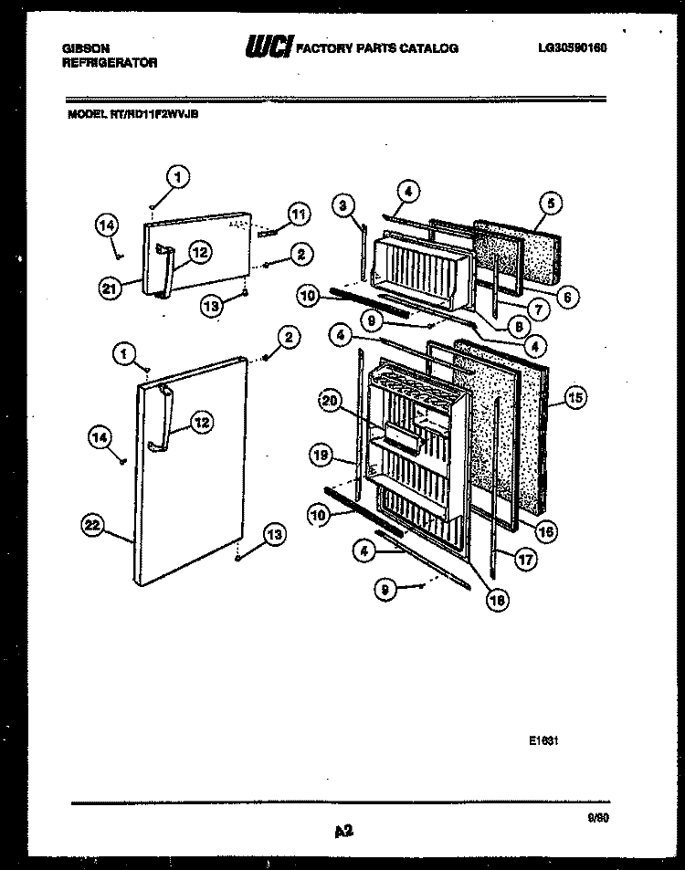 DOOR PARTS Diagram and Parts List for RD11F2WVJB  Gibson Refrigerator