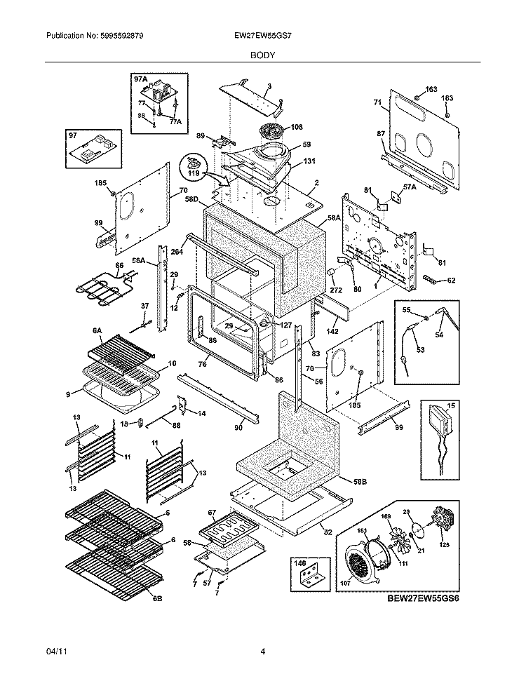 BODY Diagram and Parts List for EW27EW55GS7  Electrolux Wall Oven
