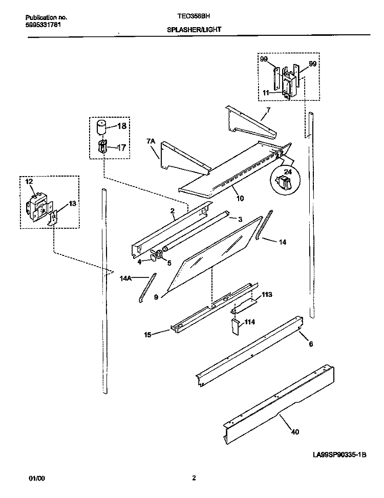 SPLASHER Diagram and Parts List for TEO356BHD2  Tappan Range