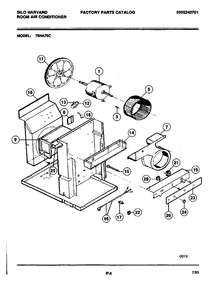 FUNCTIONAL PARTS Diagram and Parts List for 76HA76C  Frigidaire Air Conditioner