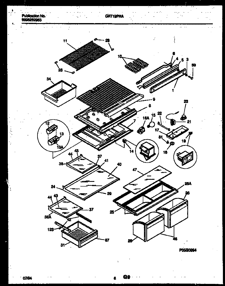 SHELVES AND SUPPORTS Diagram and Parts List for GRT19PRAW1  Gibson Refrigerator