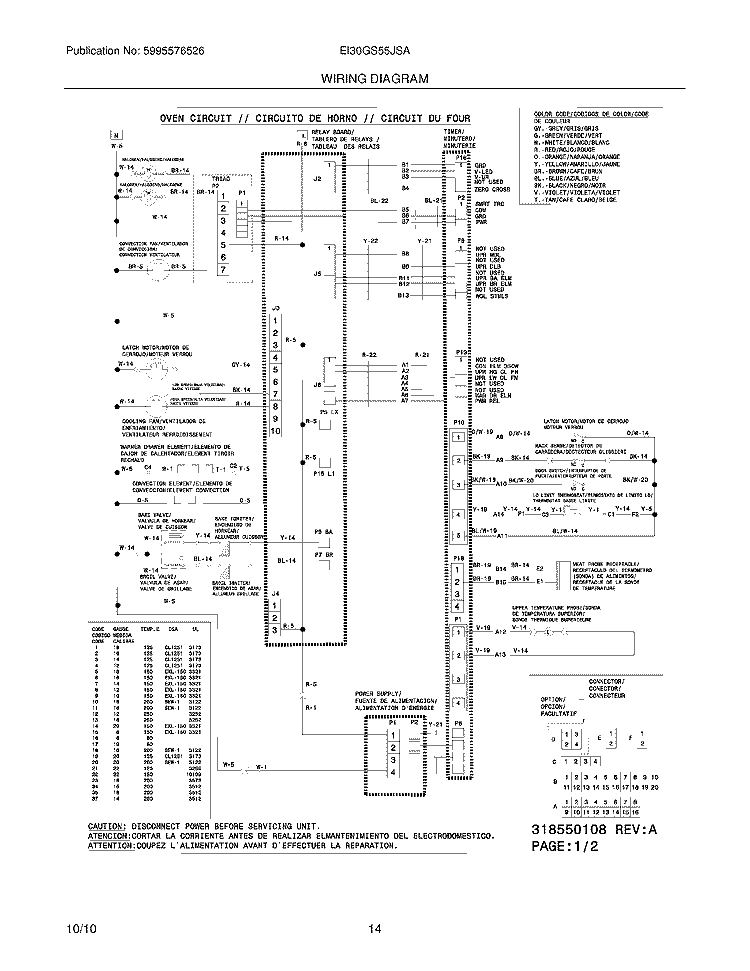 WIRING DIAGRAM Diagram and Parts List for EI30GS55JSA  Electrolux Range