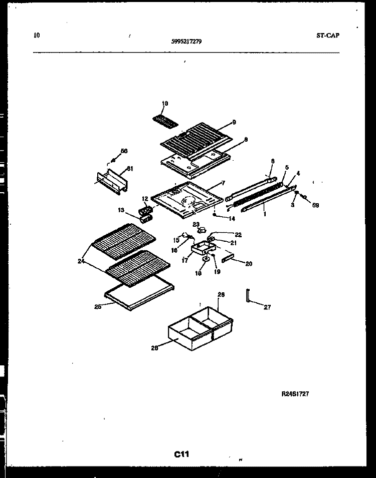 SHELVES AND SUPPORTS Diagram and Parts List for GTL160BK1  Frigidaire Refrigerator