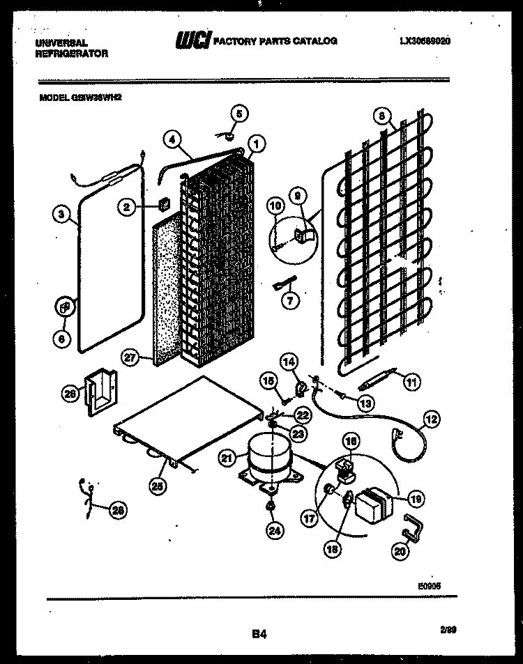 SYSTEM AND AUTOMATIC DEFROST PARTS Diagram and Parts List for GSIW36HH2  Frigidaire Refrigerator