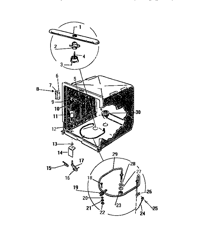 INNER TUB Diagram and Parts List for SC550DXW6  Frigidaire Dishwasher