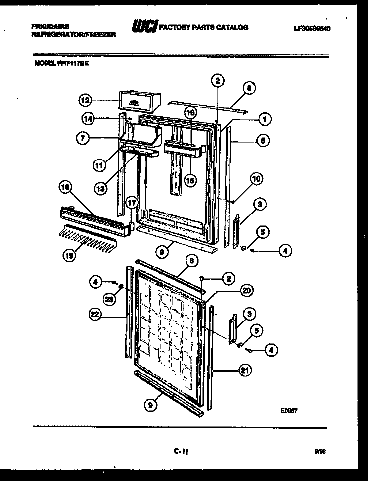 DOOR PARTS Diagram and Parts List for FPIF117BEL  Frigidaire Refrigerator
