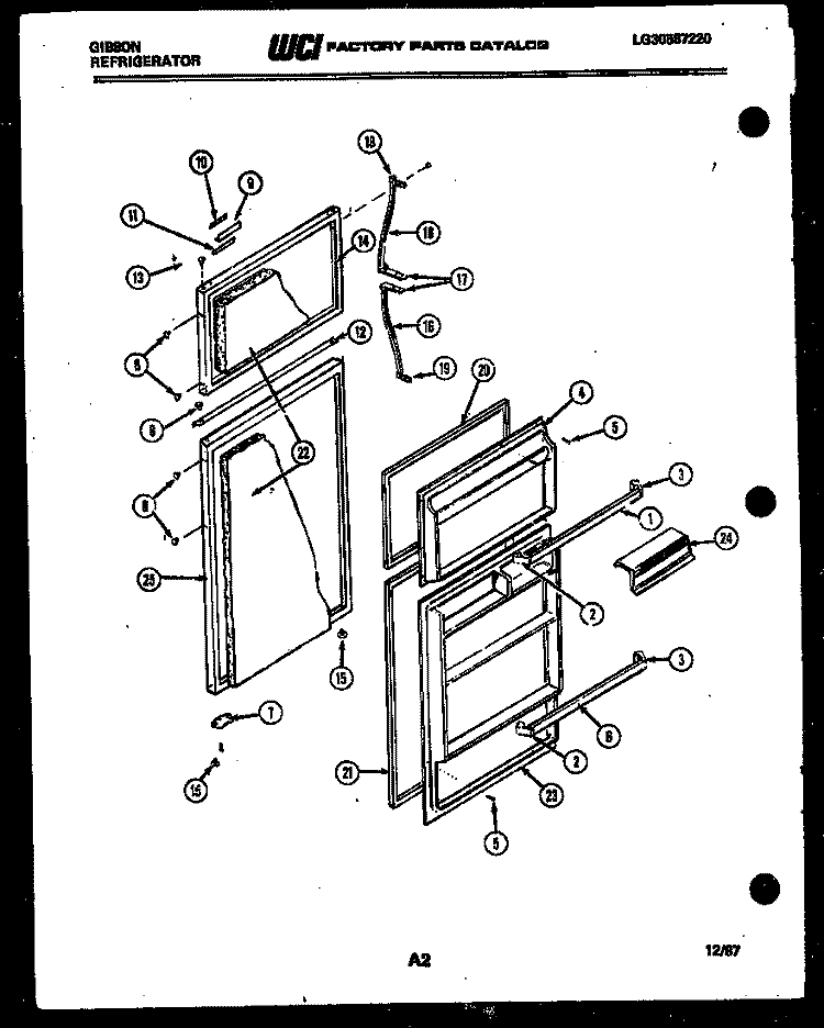 DOOR PARTS Diagram and Parts List for RD19F7WU3B  Gibson Refrigerator