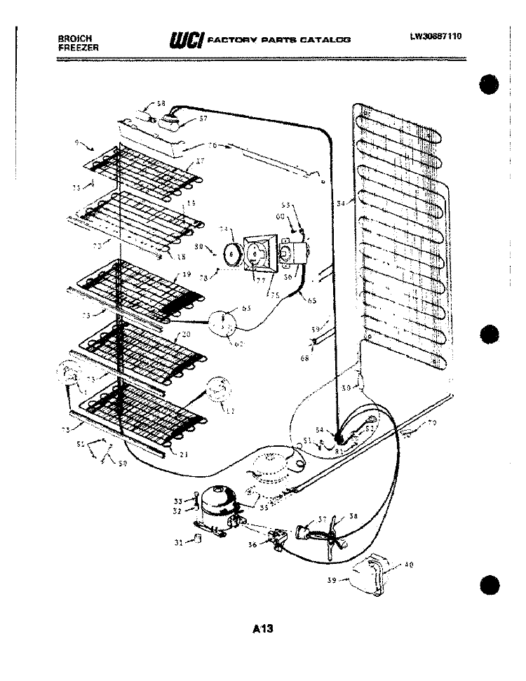 SYSTEM Diagram and Parts List for UF2164CW8  Frigidaire Freezer