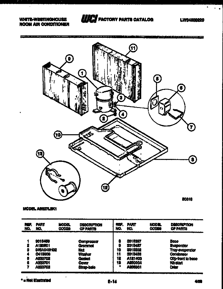 SYSTEM PARTS Diagram and Parts List for AS227L2K1  Frigidaire Air Conditioner