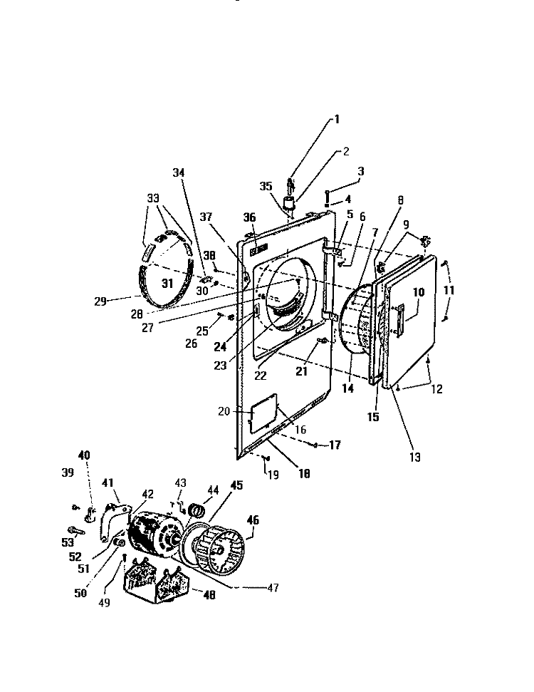 FRONT PANEL, DOOR, MOTOR Diagram and Parts List for DG800EXW5  Frigidaire Dryer