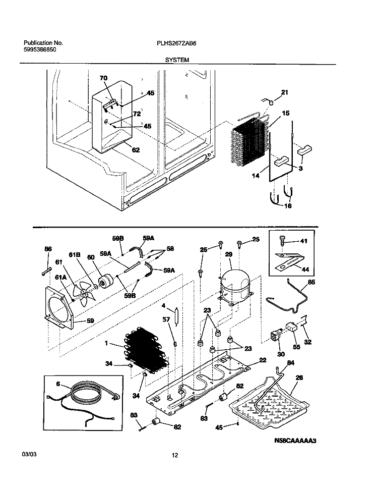 SYSTEM Diagram and Parts List for PLHS267ZAB6  Frigidaire Refrigerator