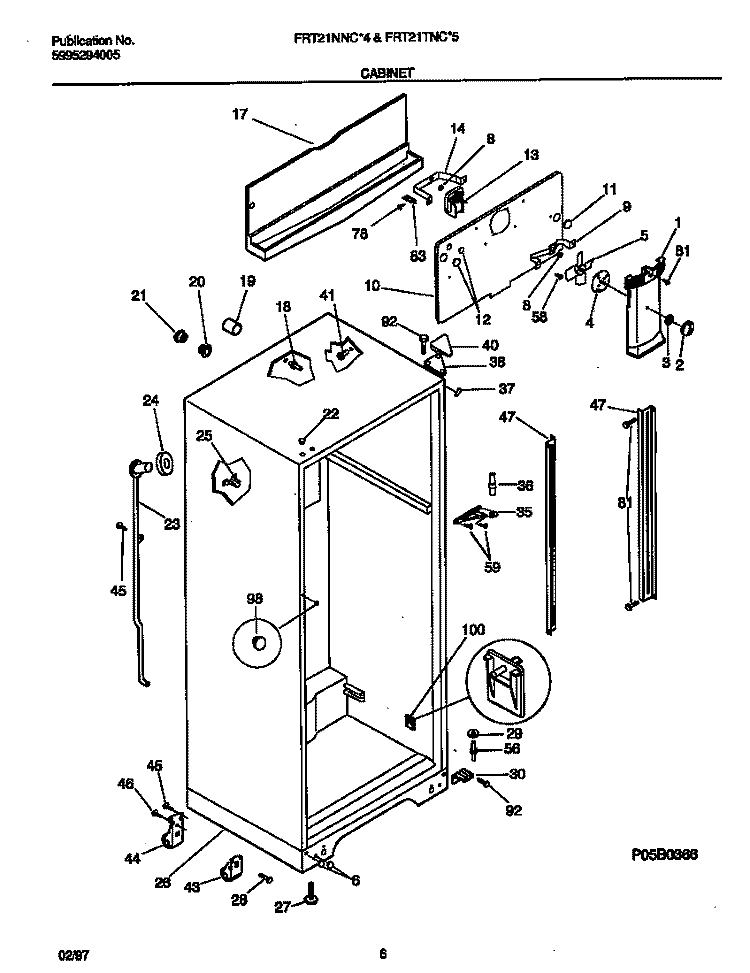 CABINET Diagram and Parts List for FRT21TNCW5  Frigidaire Refrigerator