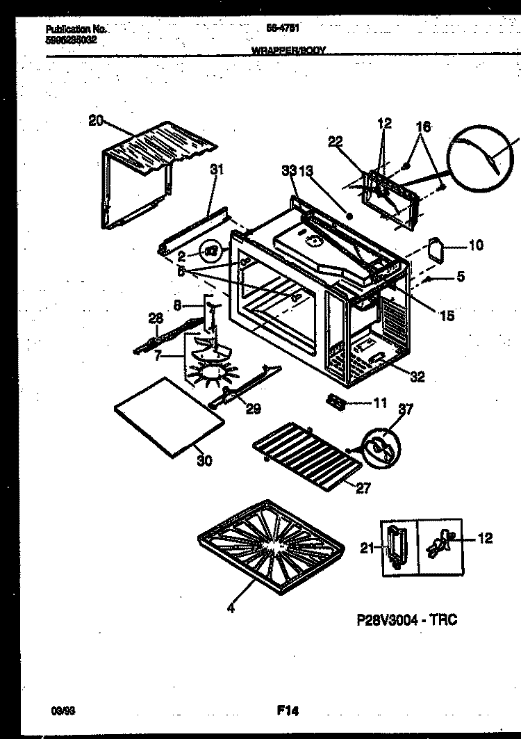 WRAPPER AND BODY PARTS Diagram and Parts List for 56-4751-10-04  Tappan Microwave