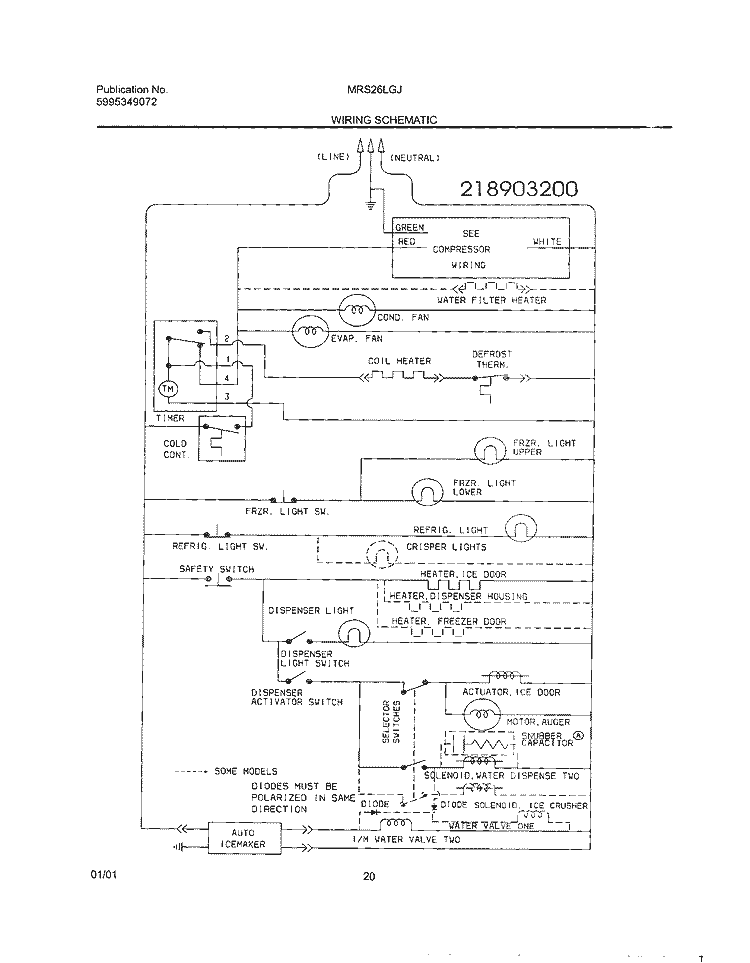 WIRING SCHEMATIC Diagram and Parts List for MRS26LGJQ3  Uni Refrigerator