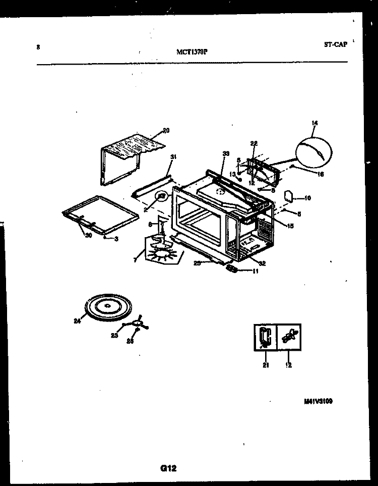 WRAPPER AND BODY PARTS Diagram and Parts List for MCT1370P3  Frigidaire Microwave
