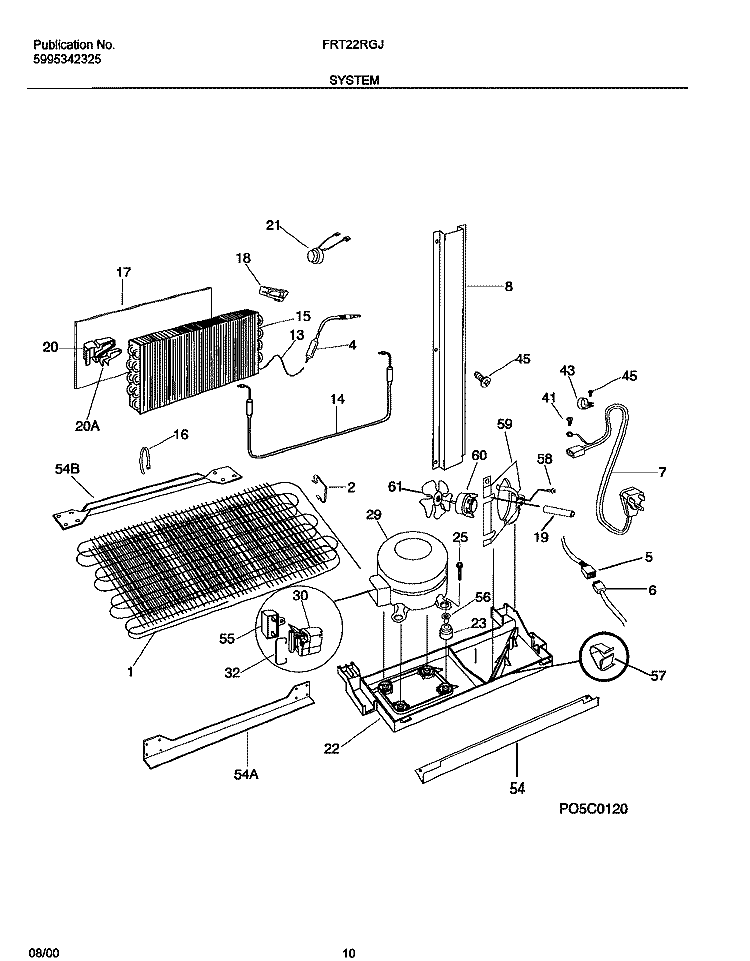 SYSTEM Diagram and Parts List for FRT22RGJB2  Frigidaire Refrigerator