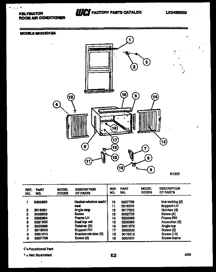 CABINET AND INSTALLATION PARTS Diagram and Parts List for MH312G1QA  Kelvinator Air Conditioner