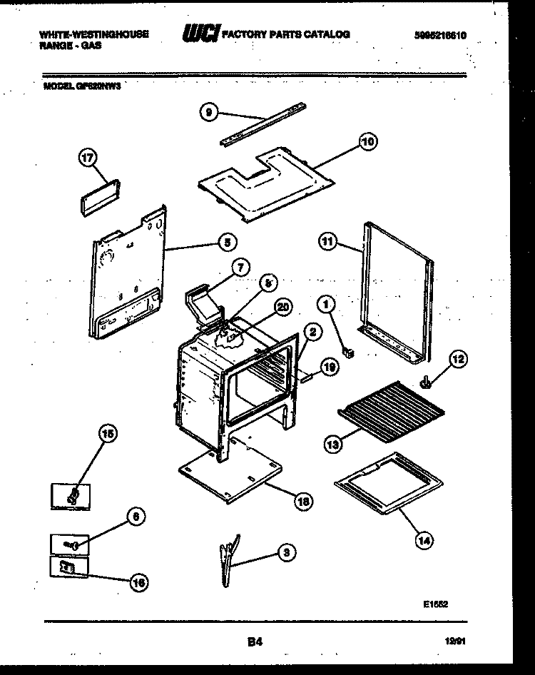 BODY PARTS Diagram and Parts List for GF620ND3  Frigidaire Range