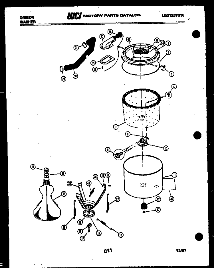 TUBS AND WATER INLET Diagram and Parts List for WA24P2DTFB  Gibson Washer