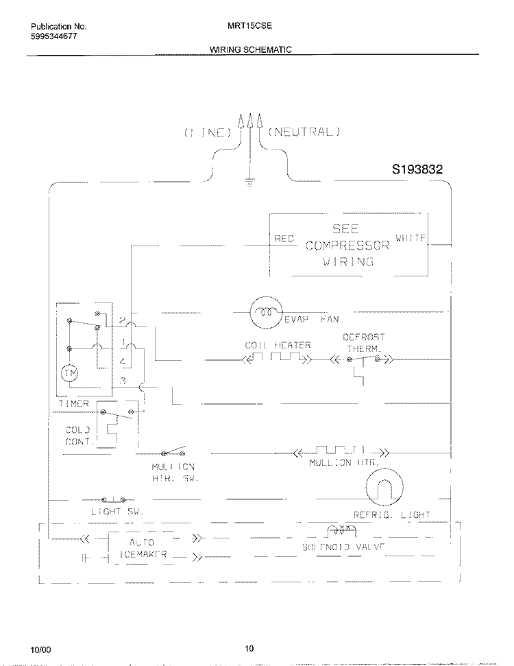 WIRING SCHEMATIC Diagram and Parts List for MRT15CSEWE  Uni Refrigerator