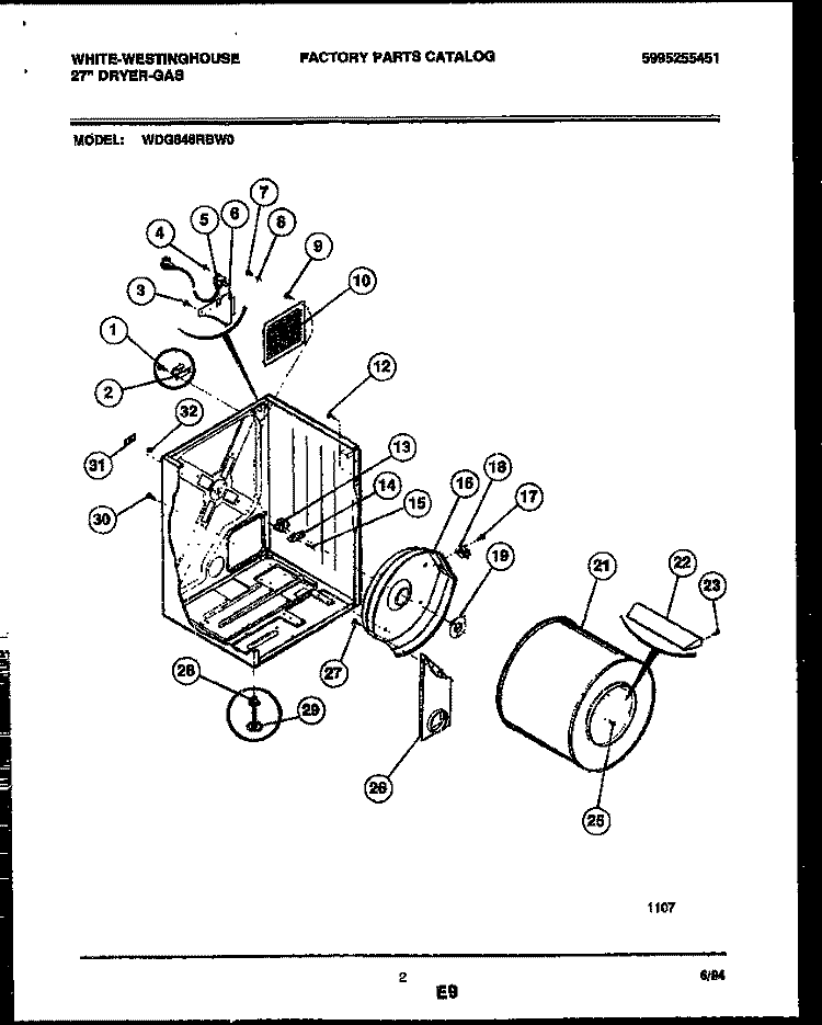 CABINET AND COMPONENT PARTS Diagram and Parts List for WDG846RBD0  Frigidaire Dryer