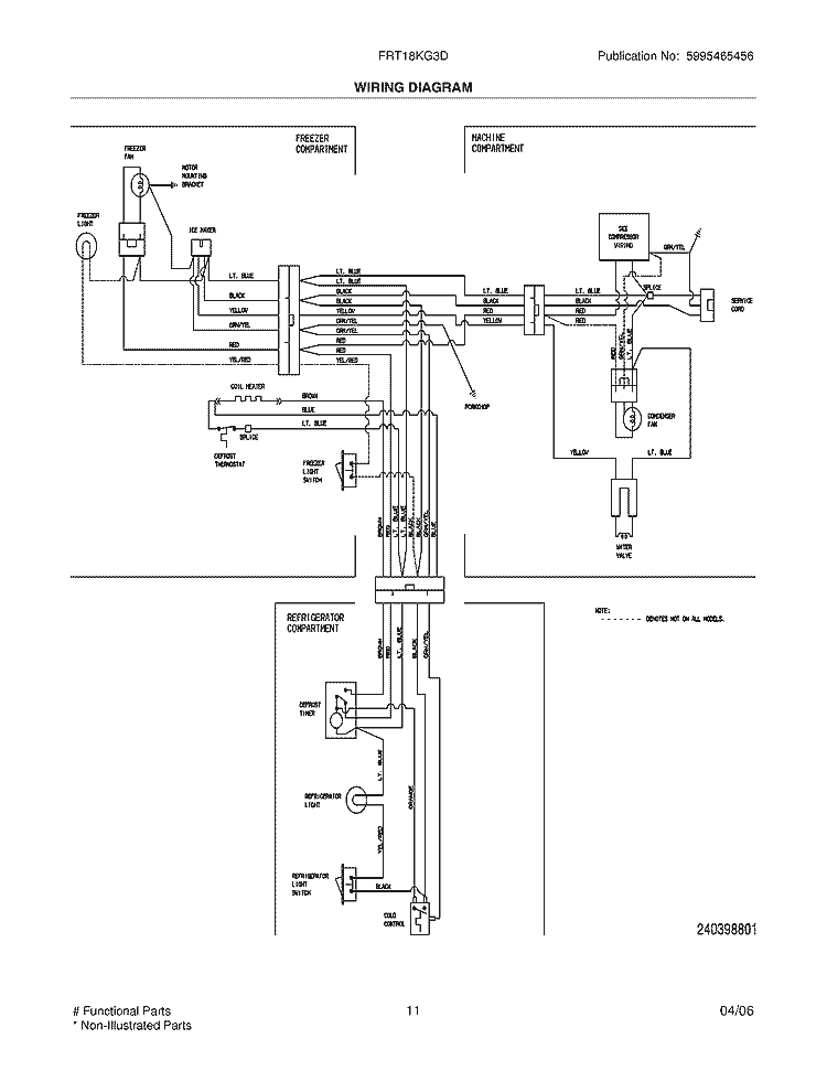 WIRING DIAGRAM Diagram and Parts List for FRT18KG3DSC  Frigidaire Refrigerator