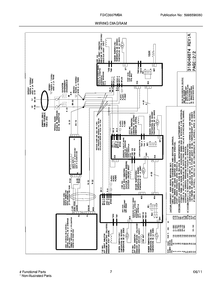 WIRING DIAGRAM Diagram and Parts List for FGIC3667MBA  Frigidaire Cooktop