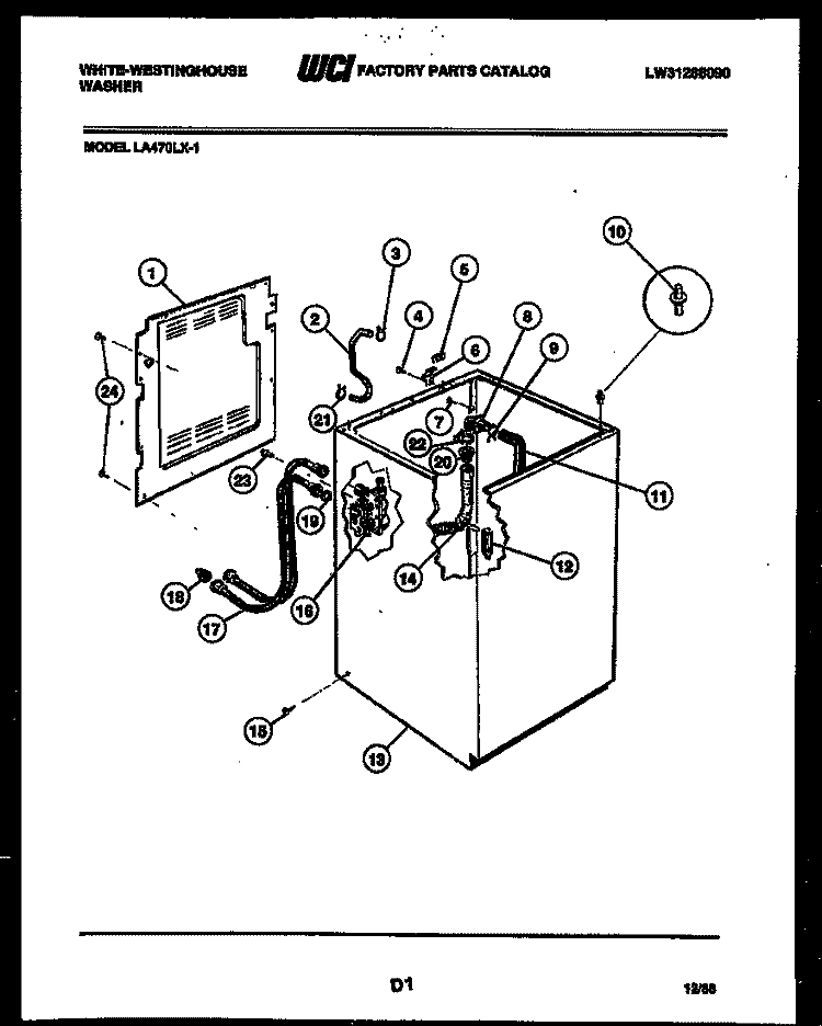 CABINET PARTS Diagram and Parts List for LA470LXD1  Frigidaire Washer