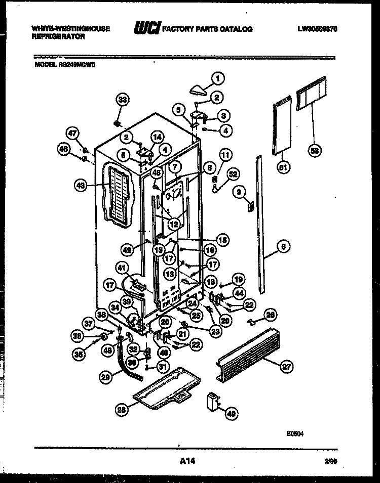 CABINET PARTS Diagram and Parts List for RS249MCD0  Frigidaire Refrigerator