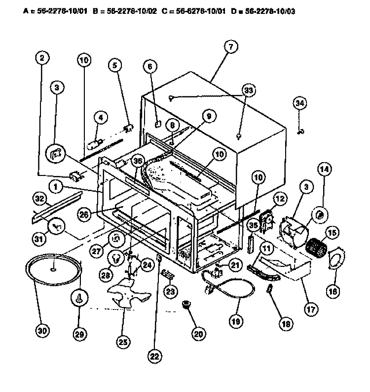 WRAPPER / BODY Diagram and Parts List for 56-2278-10-02  Tappan Microwave