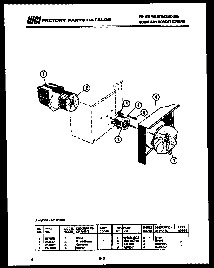 AIR HANDLING PARTS Diagram and Parts List for AS147M1A7  Frigidaire Air Conditioner