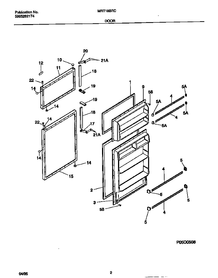 DOOR Diagram and Parts List for MRT18BRCW1  Frigidaire Refrigerator