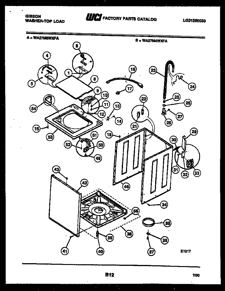 CABINET PARTS Diagram and Parts List for WA27M6WXFA  Gibson Washer