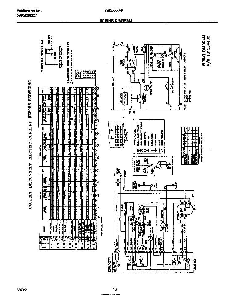 WIRING DIAGRAM Diagram and Parts List for LWX333PBW1  Frigidaire Washer