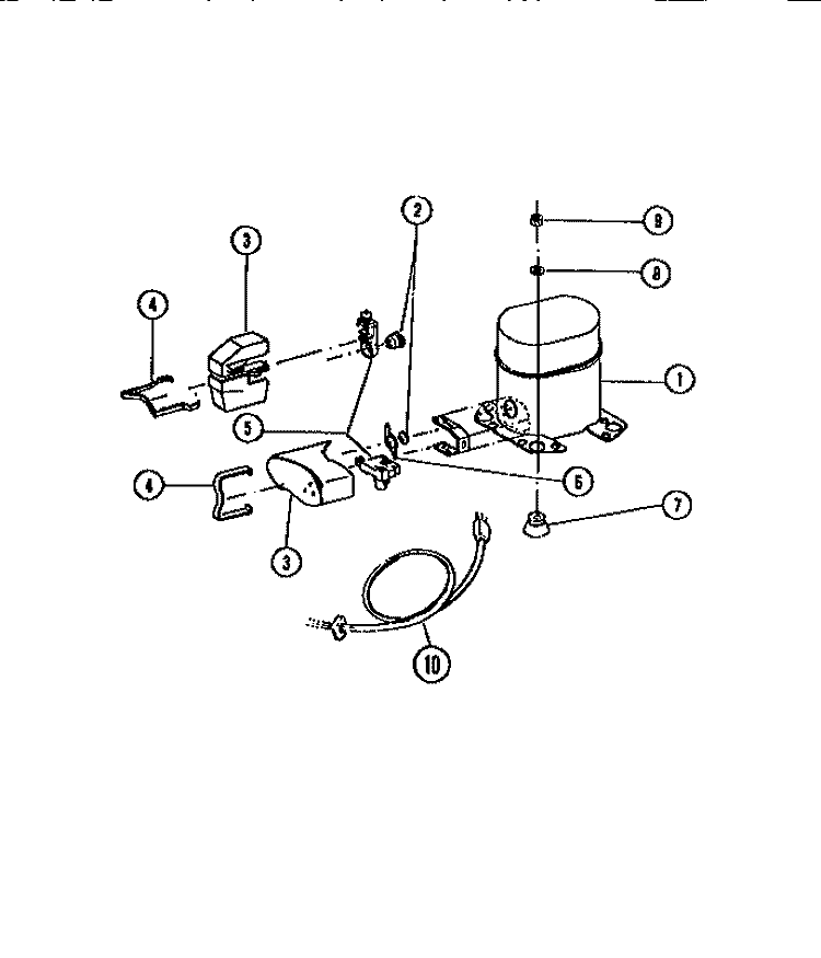 COMPRESSOR PARTS Diagram and Parts List for MR40E1  Frigidaire Dehumidifier
