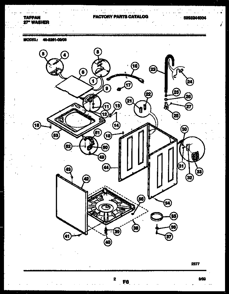 CABINET PARTS Diagram and Parts List for 46-2251-23-03  Tappan Washer