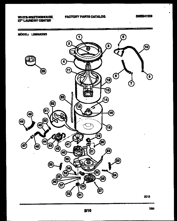 TUB DETAIL Diagram and Parts List for LE600AXW1  Frigidaire Washer Dryer Combo