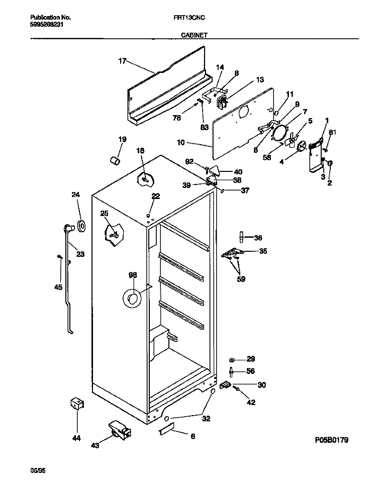 CABINET Diagram and Parts List for FRT13CNCD0  Frigidaire Refrigerator