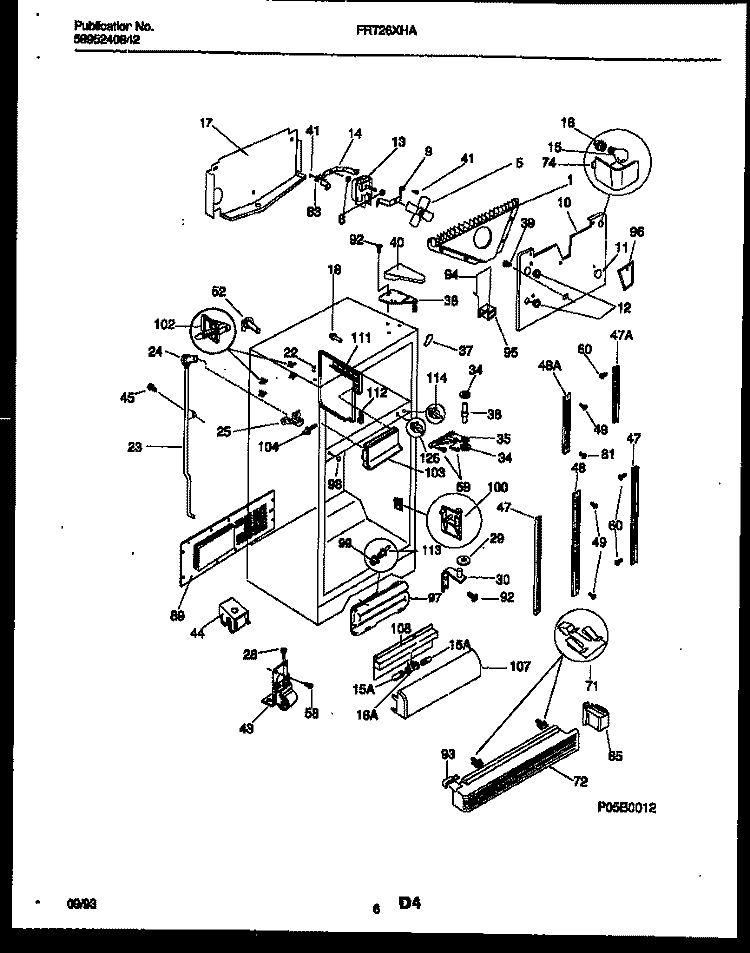 CABINET PARTS Diagram and Parts List for FRT26XHAY0  Frigidaire Refrigerator